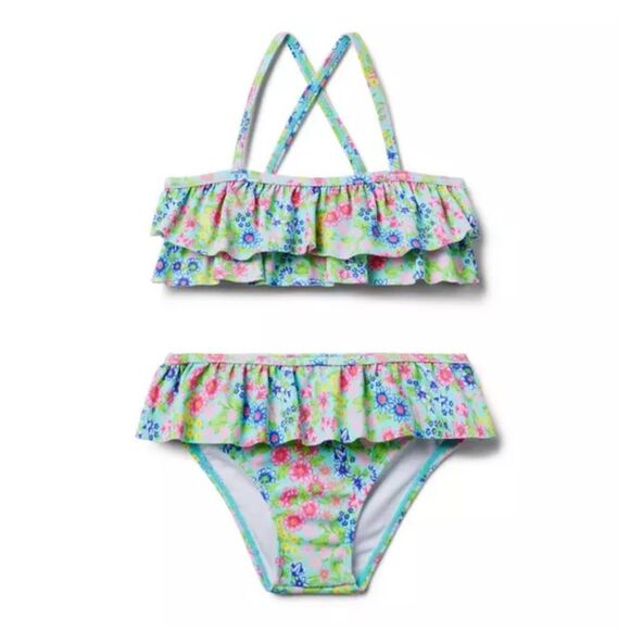 Janie and Jack Recycled Floral 2-Piece Swimsuit in Mint Floral Size 18-24 Months